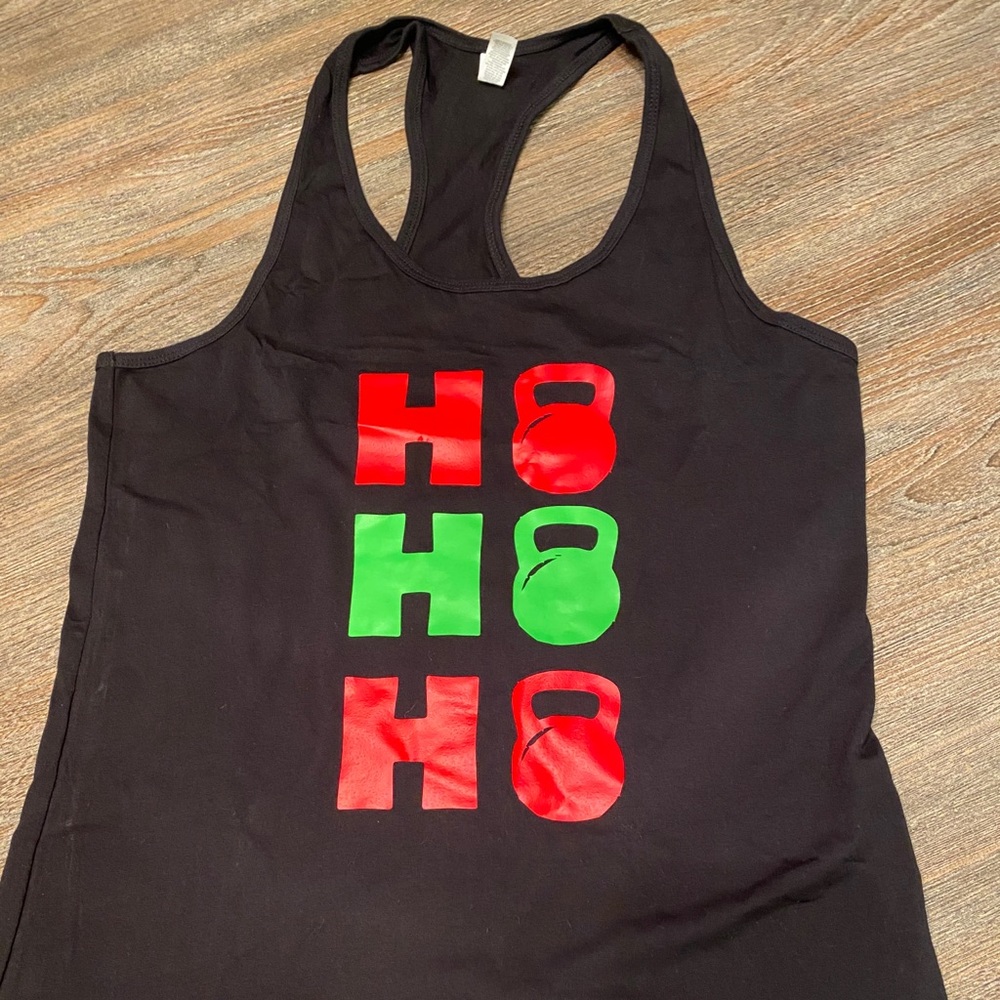 Black Racerback HO HO HO Kettlebell Tank